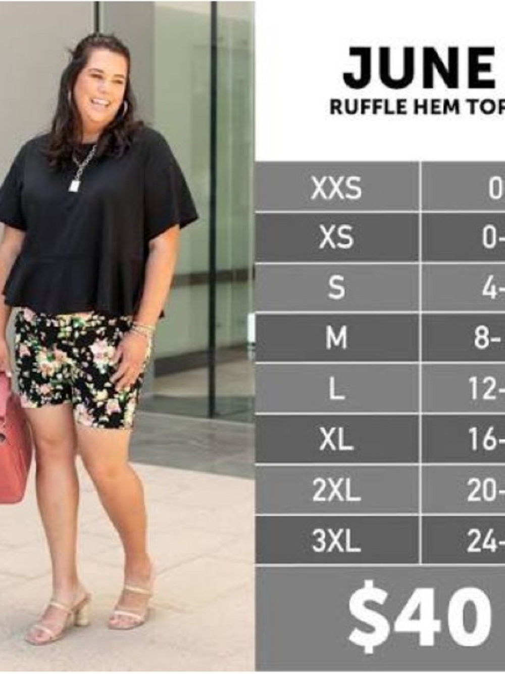Lularoe June Ruffle Hem Top - Picture 4 of 4